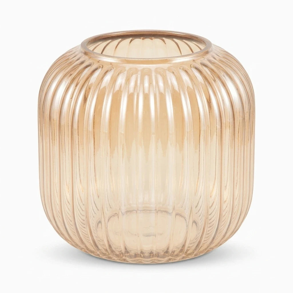 Abat jour cylindrique en verre teinté ambre avec motifs en relief pour lustre E26 E27