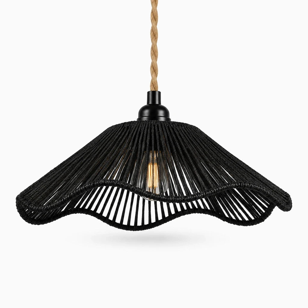 Cache-ampoule cylindrique en corde naturelle noir ou jaune, accessoire décoratif pour lustre