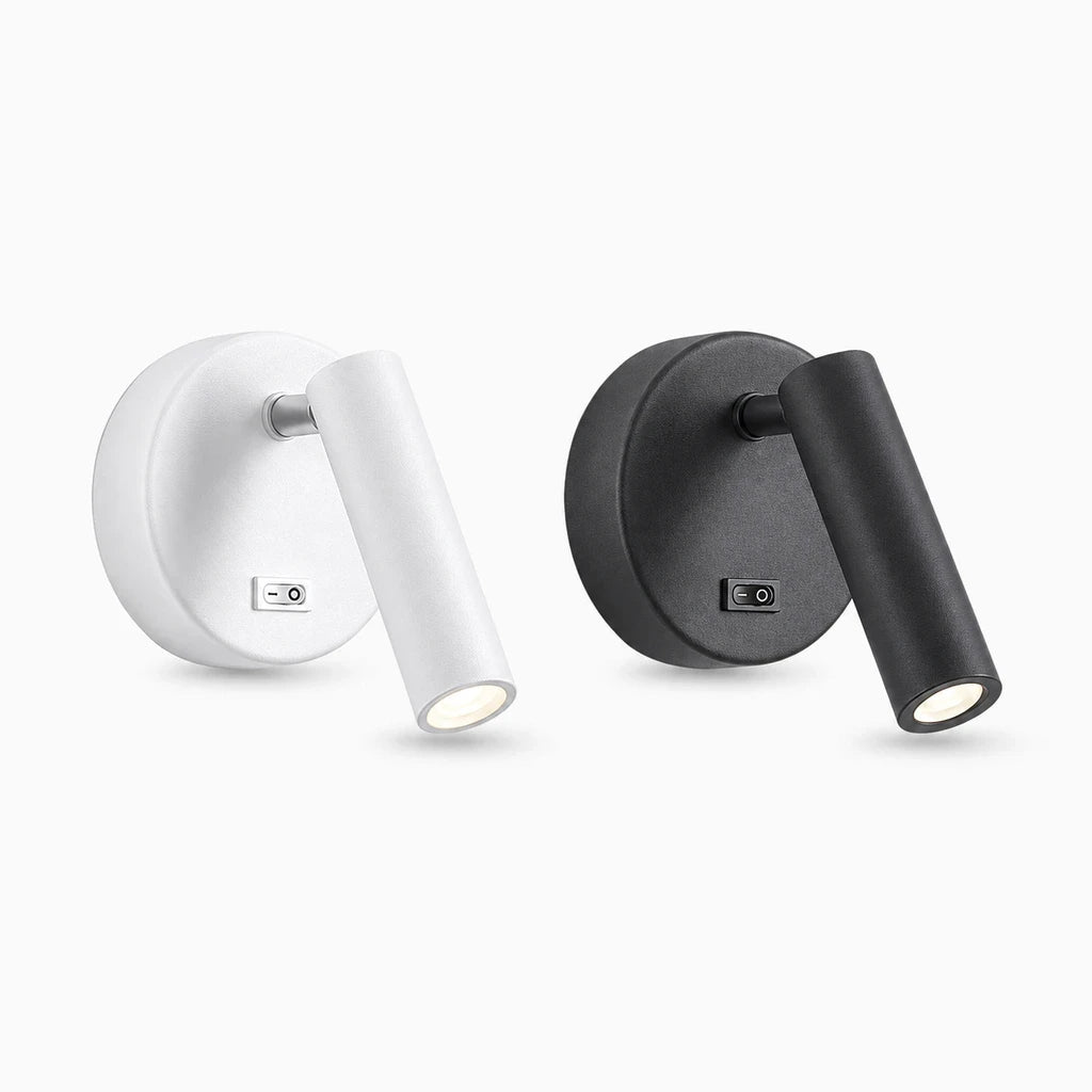 Applique murale noire avec interrupteur intégré et diffusion LED directionnelle