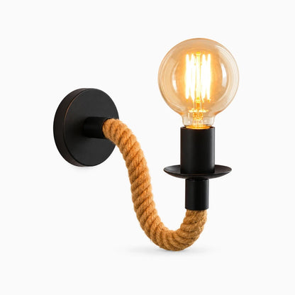 Luminaire mural corde de chanvre brut pour ambiance industrielle et chaleureuse