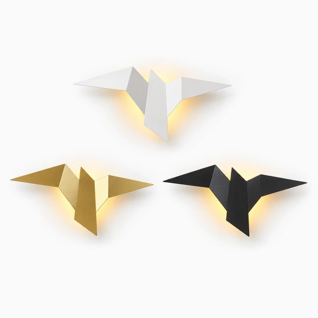 Applique murale oiseau silhouette noire avec LED chaude pour chambre ou couloir