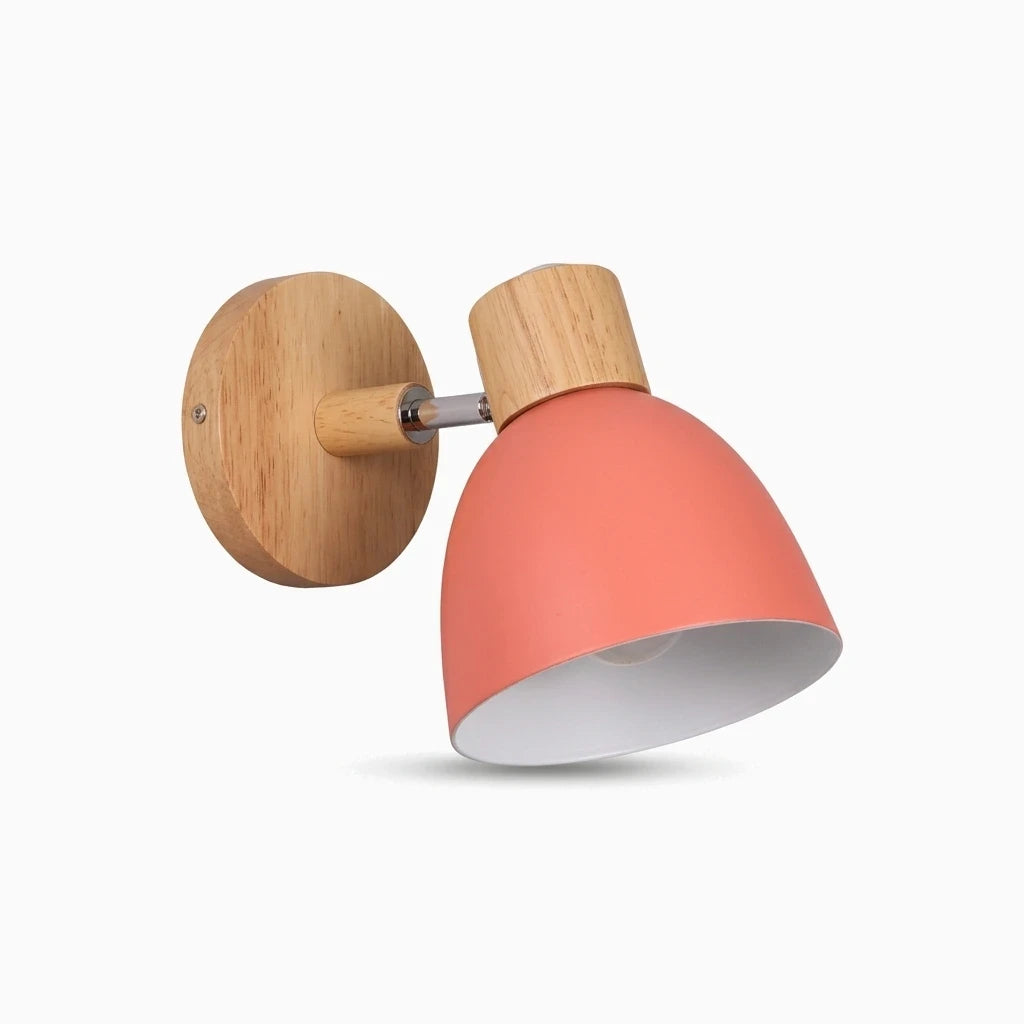 Lampe applique orientable design épuré, teinte rose pastel, bras articulé ajustable en hauteur