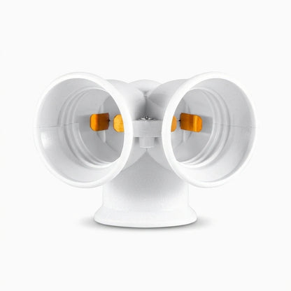 Adaptateur de douille E27 blanc permettant l'installation de deux ampoules simultanément dans un luminaire