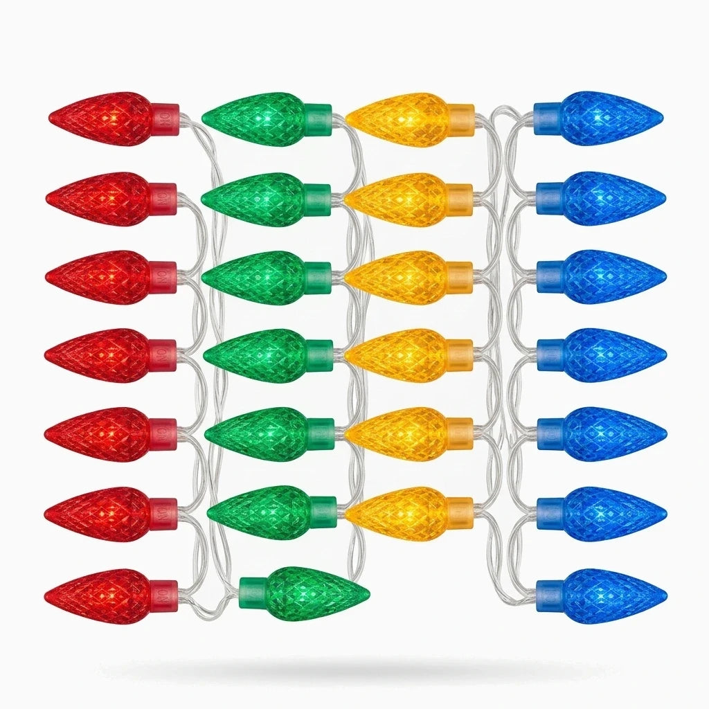 Guirlande lumineuse à pile avec ampoules RGB colorées suspendues sur fil souple