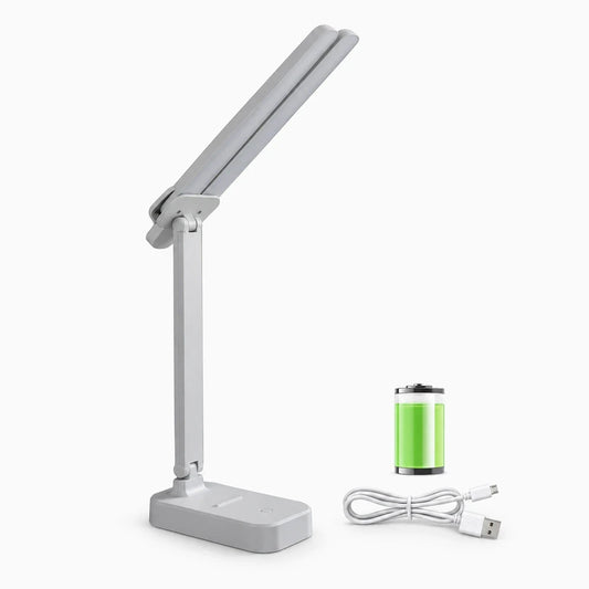 Lampe de bureau rechargeable avec bras pliable et commande tactile trois niveaux