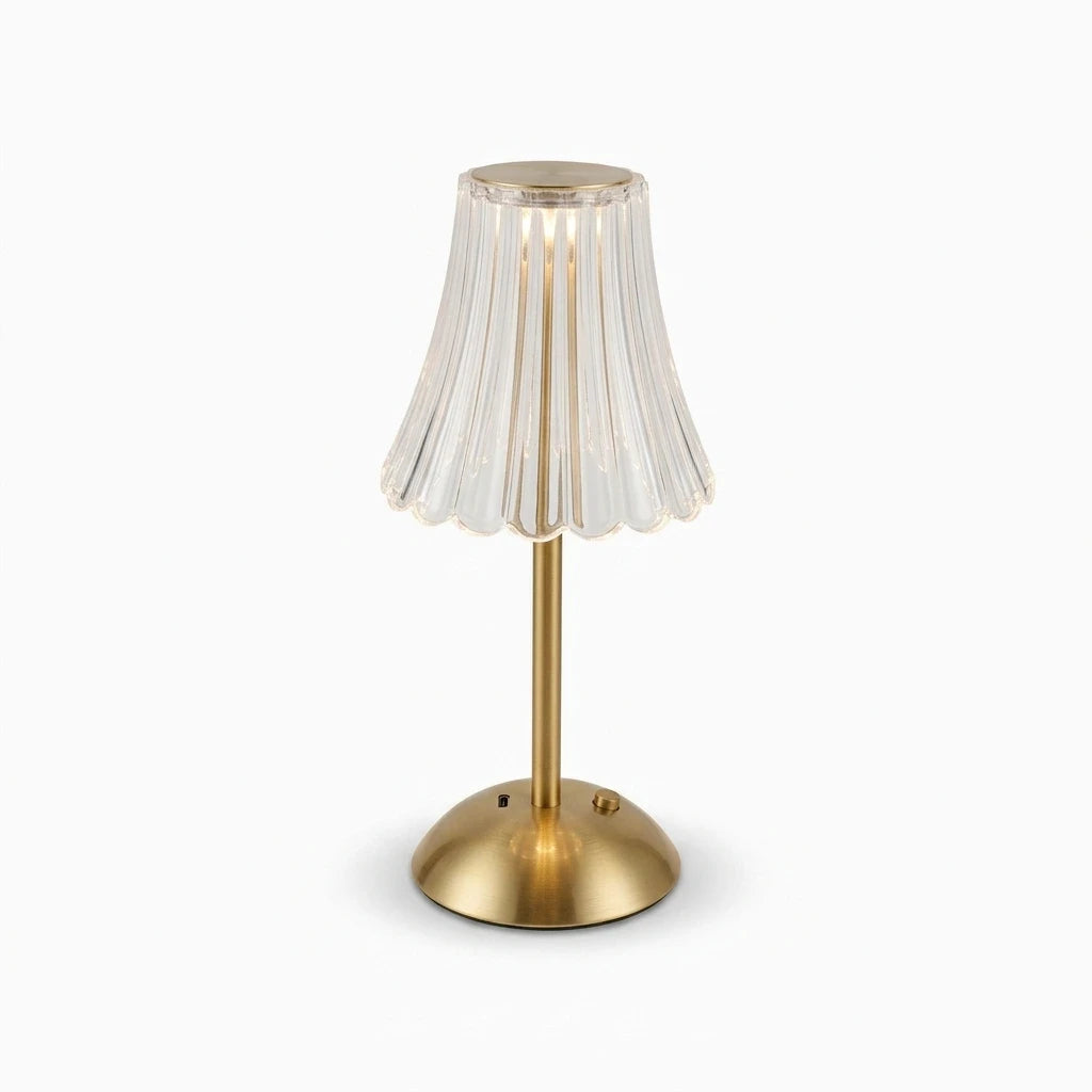 Lampe bureau vintage à recharge sans fil, silhouette facettée et finition blanche pour ambiance chaleureuse
