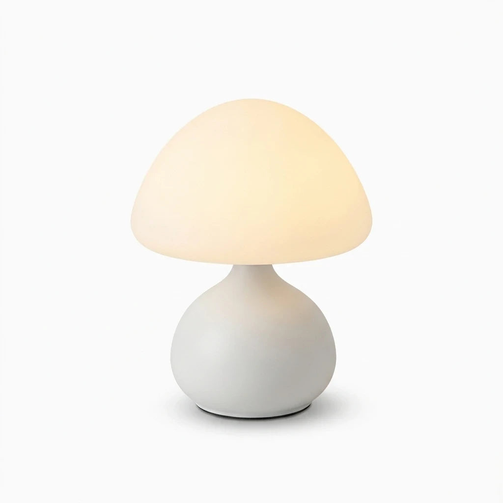 Lampe de chevet blanc posée sur bureau avec trois teintes de lumière réglables