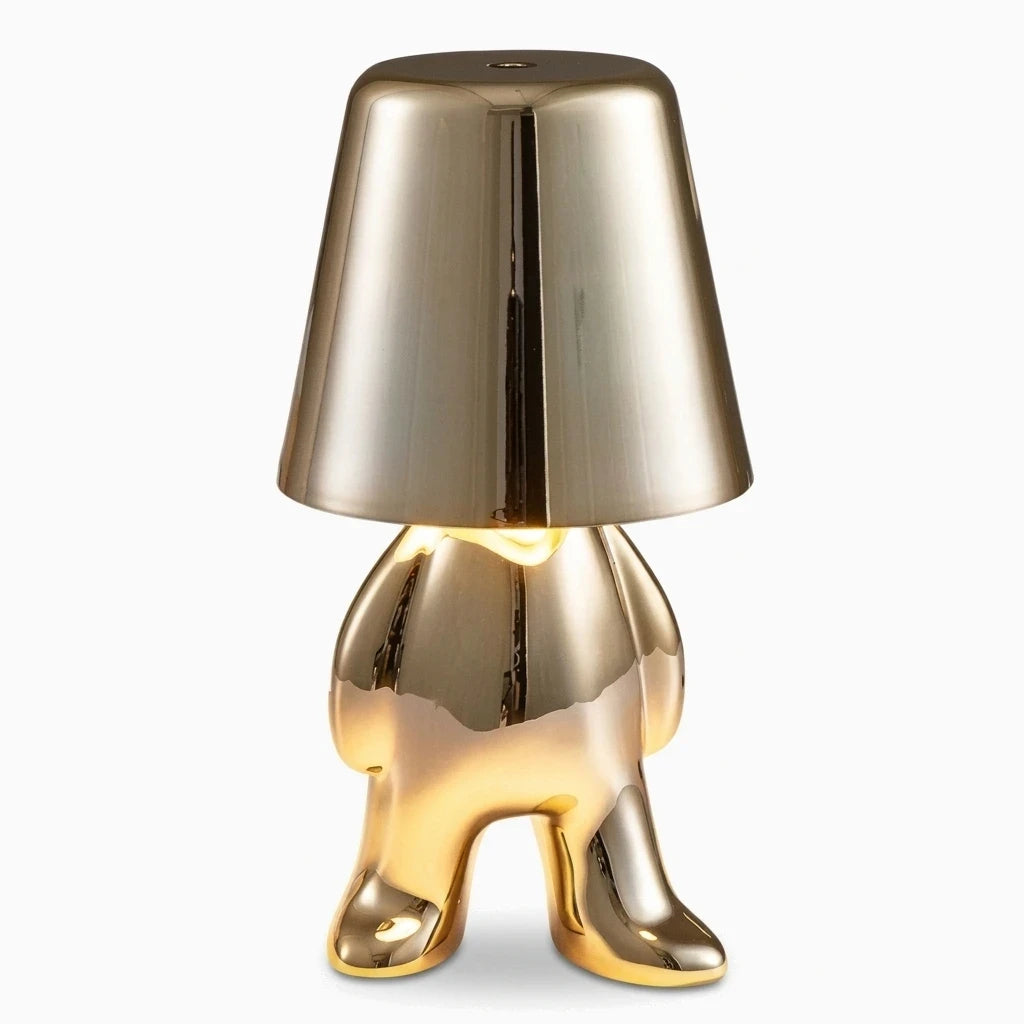 Lampe doré compact avec interrupteur tactile sur table de nuit
