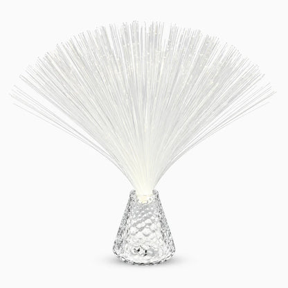 Lampe fibre optique USB avec fibres lumineuses colorées diffusant une lumière douce et apaisante sur un bureau
