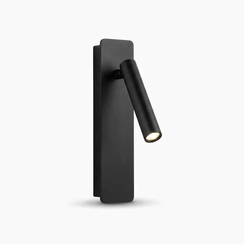 Applique murale noire à bras pivotant et abat-jour cylindrique, éclairage 3000K pour chambre ou bureau
