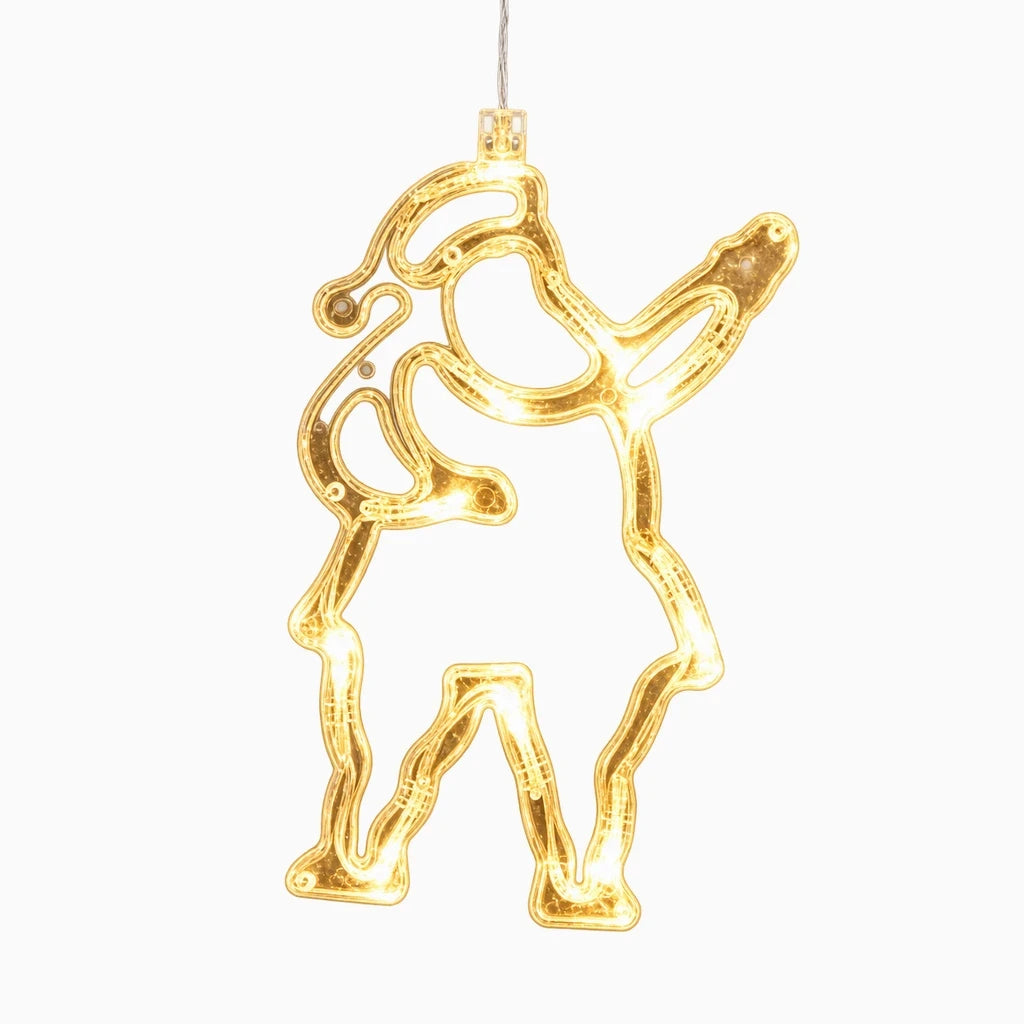 Cordon lumineux de lampe noël flexible adapté à un cadre de fenêtre avec bonhomme de neige et flocons