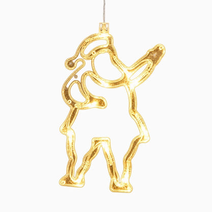 Cordon lumineux de lampe noël flexible adapté à un cadre de fenêtre avec bonhomme de neige et flocons