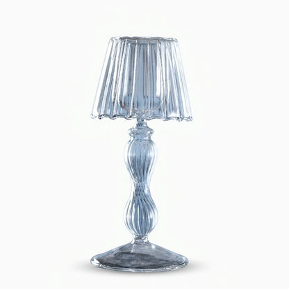 Lampe pour bougie en verre cannelé transparent avec pieds hauts élancés