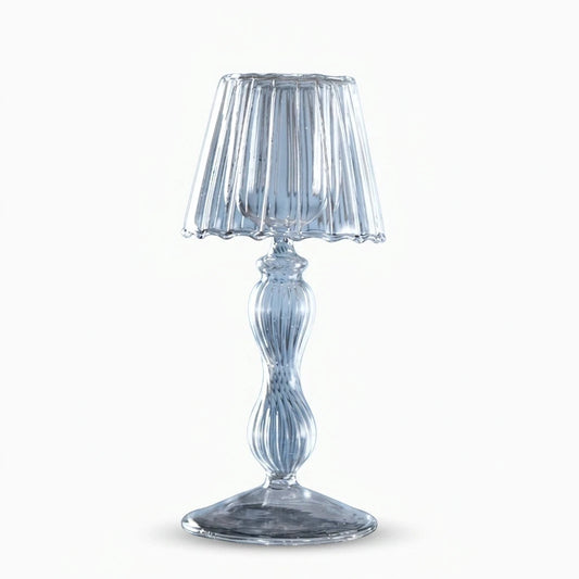 Lampe pour bougie en verre cannelé transparent avec pieds hauts élancés