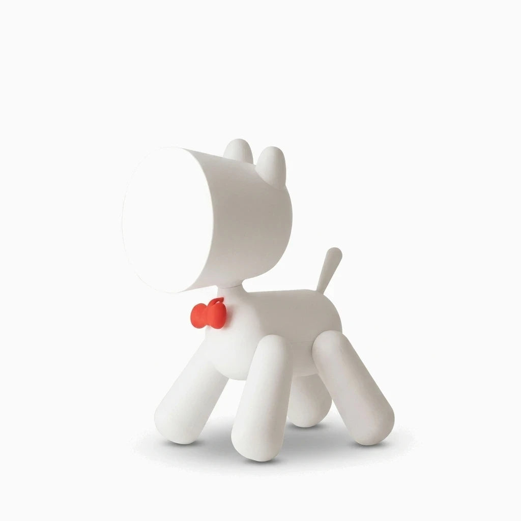 Lampe enfant silhouette chiot, éclairage tamisé blanc crème pour bureau ou chevet