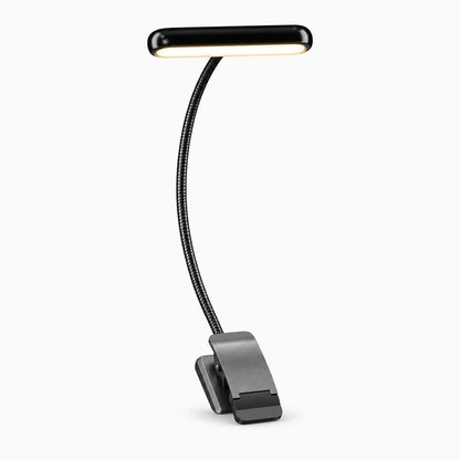 Lampe de lecture avec pince flexible clipsée sur couverture de livre, diode LED blanche orientable