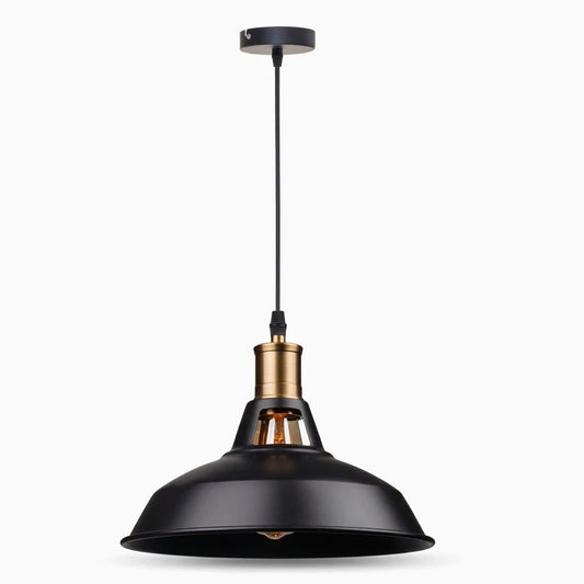 Lampe suspendue industrielle à abat-jour métallique cylindrique, suspension réglable au-dessus d'une table