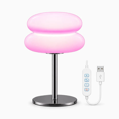 Lampe tableau forme champignon avec diffuseur LED blanc sur table basse