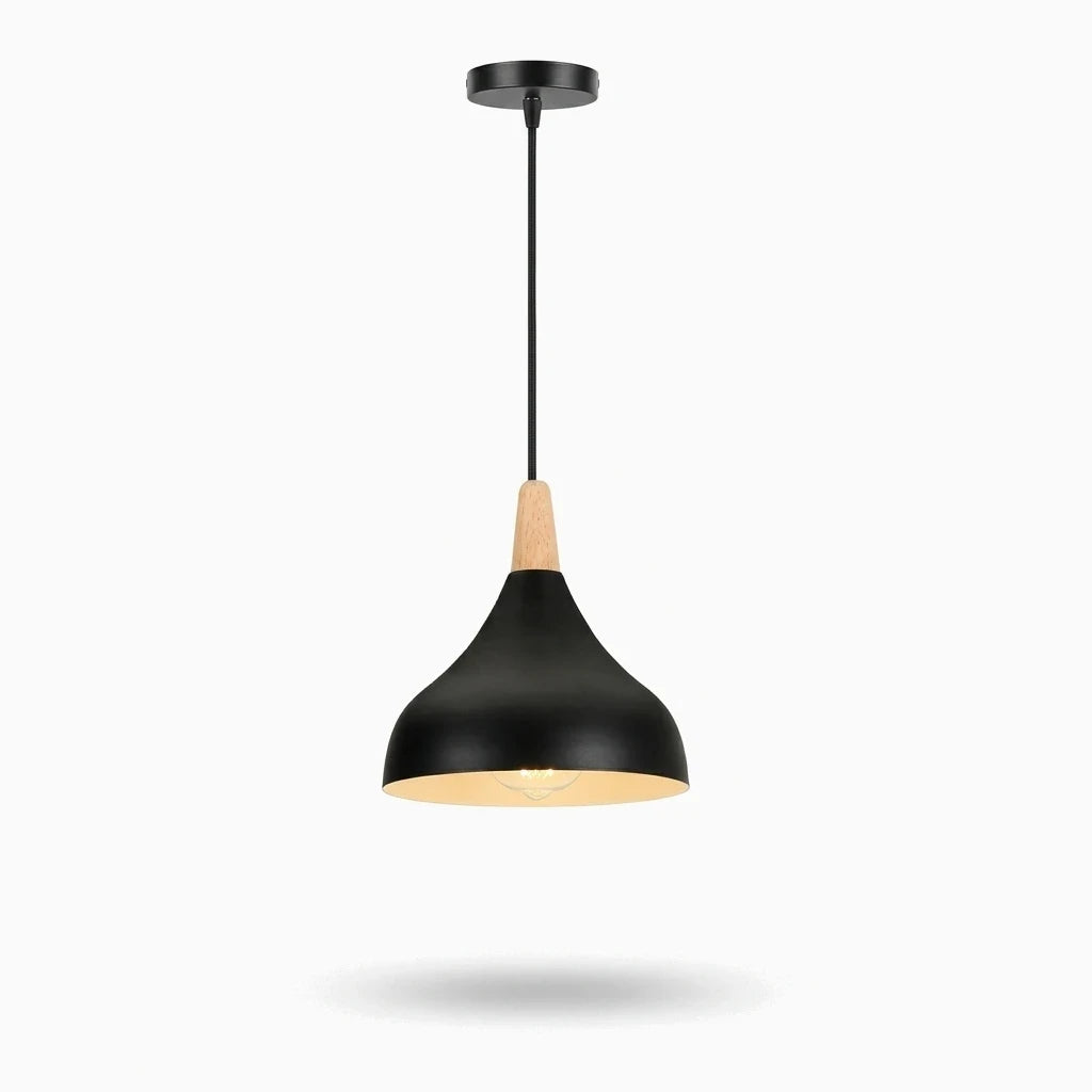 Suspension design aux lignes fines, disponible en noir profond, vert et rose poudré pour tous les intérieurs