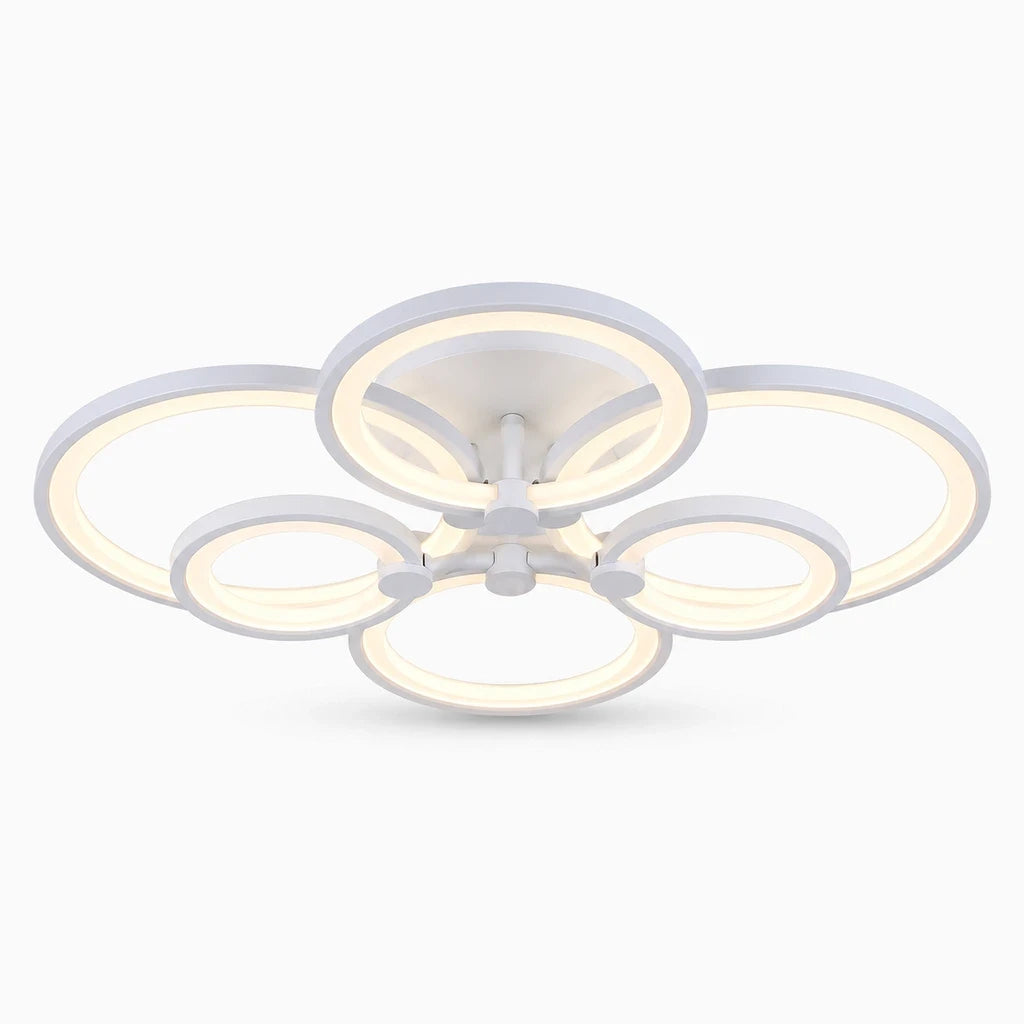 Plafonnier rond blanc brillant à LED réglable pour chambre, salon ou salle à manger