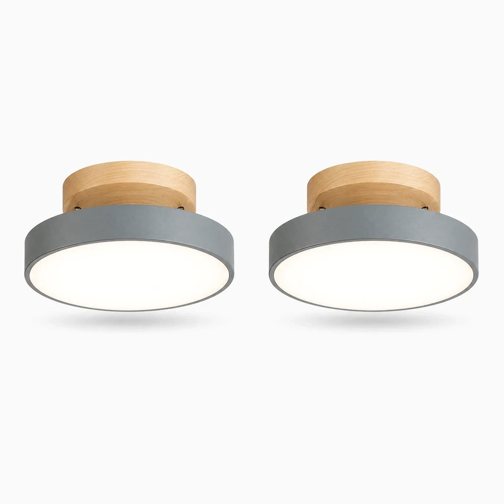 Plafonnier entrée rond compact fixé au plafond, diffusant lumière douce homogène