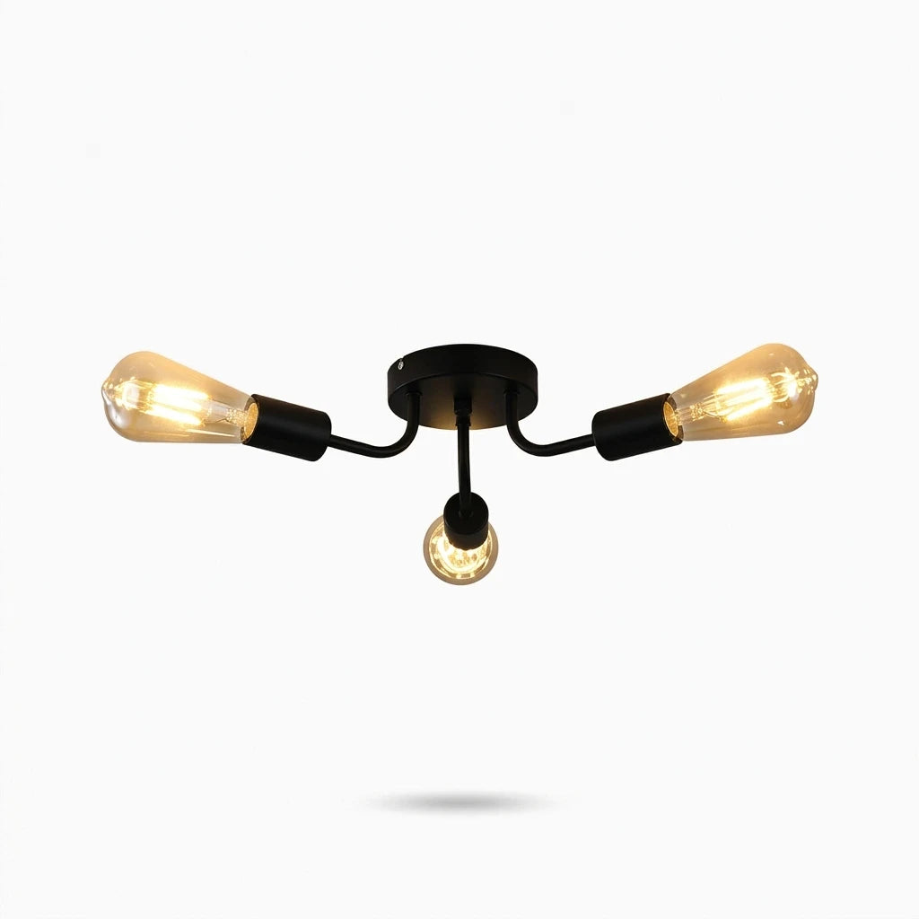Plafonnier vintage aux bras multiples en fer, style industriel affirmé avec finition mate