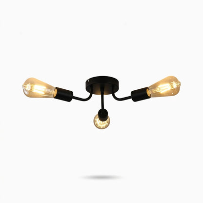 Plafonnier vintage aux bras multiples en fer, style industriel affirmé avec finition mate