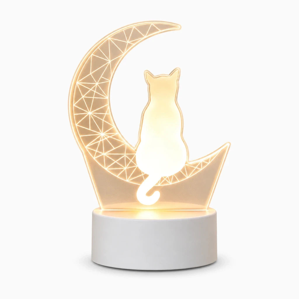 Veilleuse chat design sculptée connectée USB pour chambre et bureau, éclairage sans éblouissement