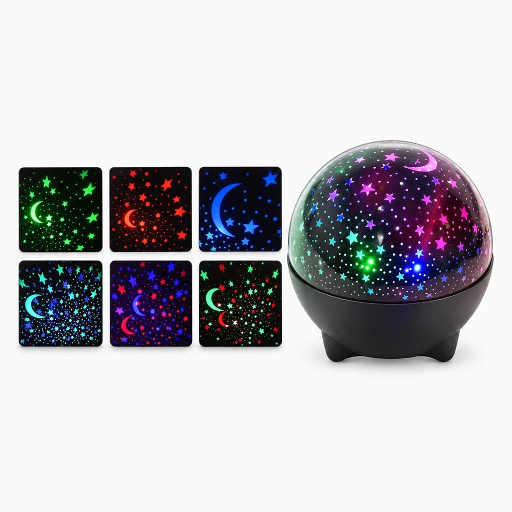 Lampe de nuit à projection créant une ambiance douce avec étoiles murales