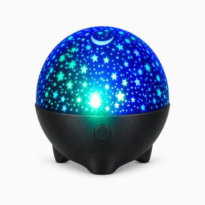 Veilleuse bebe projection compacte posée sur une table de nuit